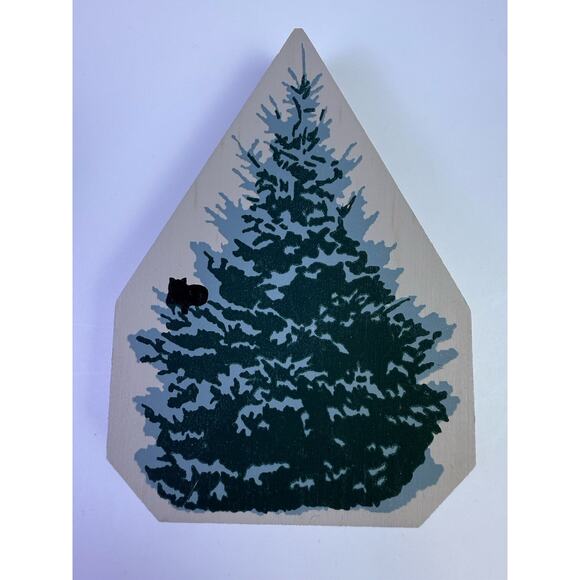 Cat’s Meow Set Of 4 Blue Spruce Wooden Village Accessory Winter Christmas Scene - Picture 2 of 5